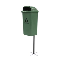 LIXEIRA COLETA SELETIVA 50L COM POSTE VERDE LAR