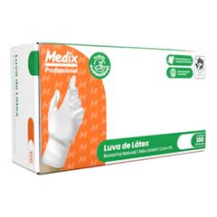 LUVA LATEX TAM M COM 100 UNIDADES COM PO MEDIX 
