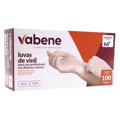 LUVA VINIL TAMANHO M COM 100 UNIDADES SEM PO VABENE
