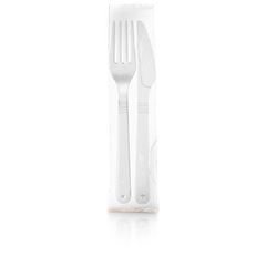 CONJUNTO FACA+GARFO FORTE BRANCO 5X50 UNIDADES STRAWPLAST