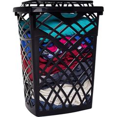 CESTO PLASTICO TELADO 60LT PRETO COM TAMPA