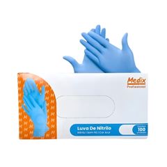 LUVA NITRILICA AZUL TAMANHO P 100 UNIDADES MEDIX