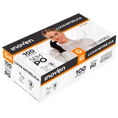 LUVA NITRILICA PRETA TAMANHO G COM 100 UNIDADES INOVEN