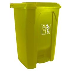 LIXEIRA COM PEDAL 80LTS AMARELA PRIME PRO