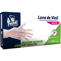 LUVA VINIL TAMANHO P COM 100 UNIDADES SEM PO PRIMEPRO