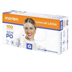 LUVA LATEX TAMANHO G COM 100 UNIDADES SEM PO INOVEN