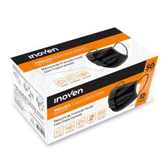 MASCARA TRIPLA TNT ANVISA 50 UNIDADES PRETA INOVEN 