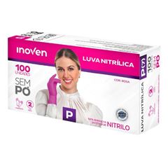 LUVA NITRILICA ROSA TAMANHO P COM 100 UNIDADES INOVEN