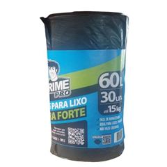 SACO PRETO 60LTS C/30 PARA LIXO EXTRA FORTE ROLO PRIME PRO
