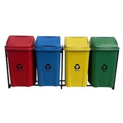 CONJUNTO PLASTICO COLETA SELETIVA BASCULANTE COM 4 UNIDADES 100L PRIMEPRO