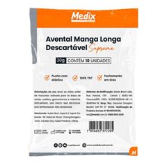 AVENTAL TNT MANGA LONGA COM TIRAS 30G 10 UNIDADES MEDIX