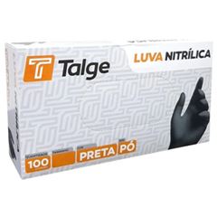 LUVA NITRILICA PRETA TAMANHO M COM 100 UNIDADES TALGE