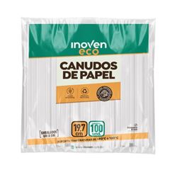 CANUDO BIO PAPEL SACHE 8MM BRANCO 100 UNIDADES INOVEN 