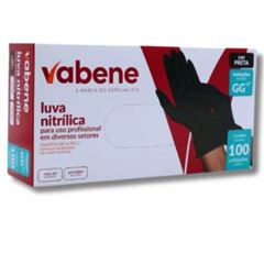 LUVA NITRILICA PRETA TAMANHO GG COM 100 UNIDADES VABENE 