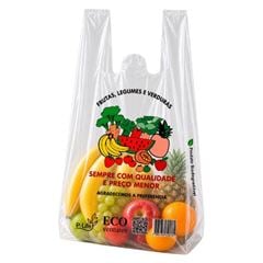 SACOLA PLASTICA TRANSPARENTE IMPRESSA BIODEGRADAVEL 38X50 BIO FLV SEGPLAST 