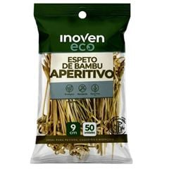 ESPETO DE BAMBU APERITIVO 9CM 50 UNIDADES INOVEN 