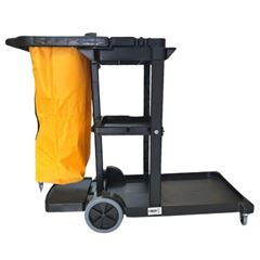 CARRO FUNCIONAL PRETO PLASTICO COM BOLSA DE VINIL AMARELA PRIMEPRO 