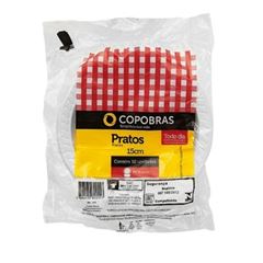 PRATO PLASTICO 15CM RASO BRANCO 50X10UN COPOBRAS 